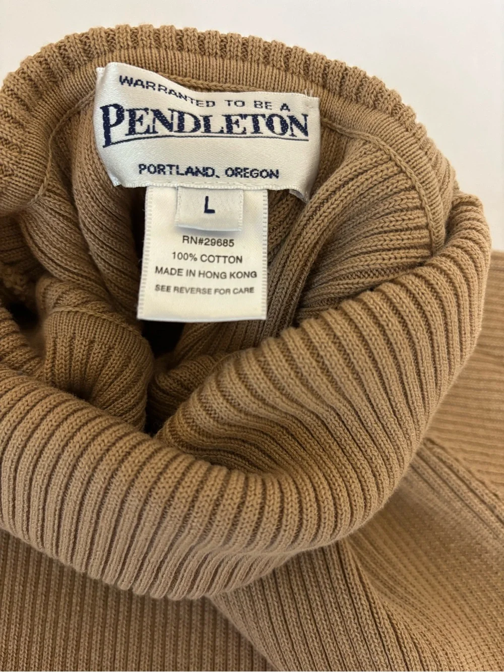 Pendleton Camel Ribbed Turtleneck Sweater